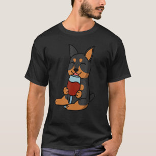 Camiseta Miniatura Pinscher Bebiendo Perro de Vino