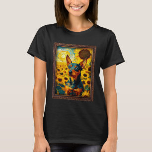 Camiseta Miniatura Pinscher Pintura Flor de girasol Mamá W