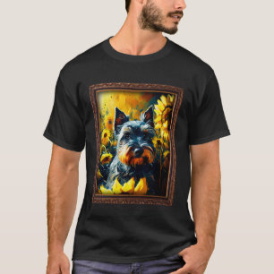 Camiseta Miniatura Schnauzer Pintura Flor de girasol