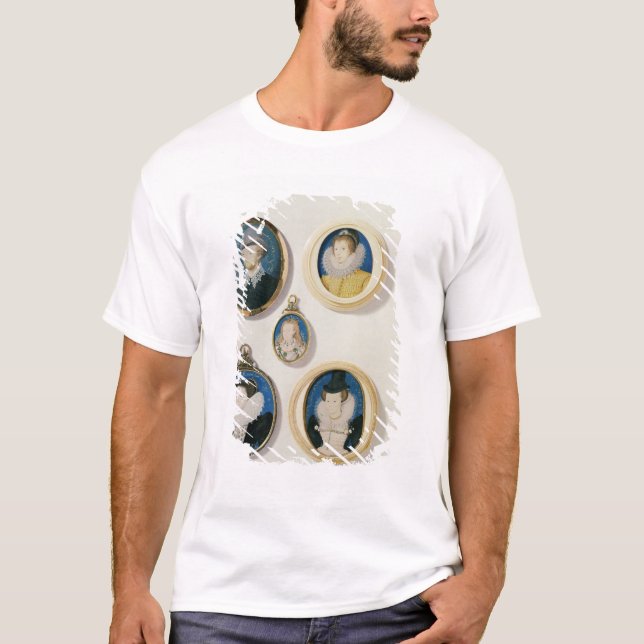 Camiseta Miniaturas, L a R, T a B: Hombre con una mano f (Anverso)