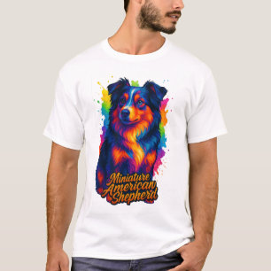 Camiseta Miniature American Shepherd de Pop Art Vibrante
