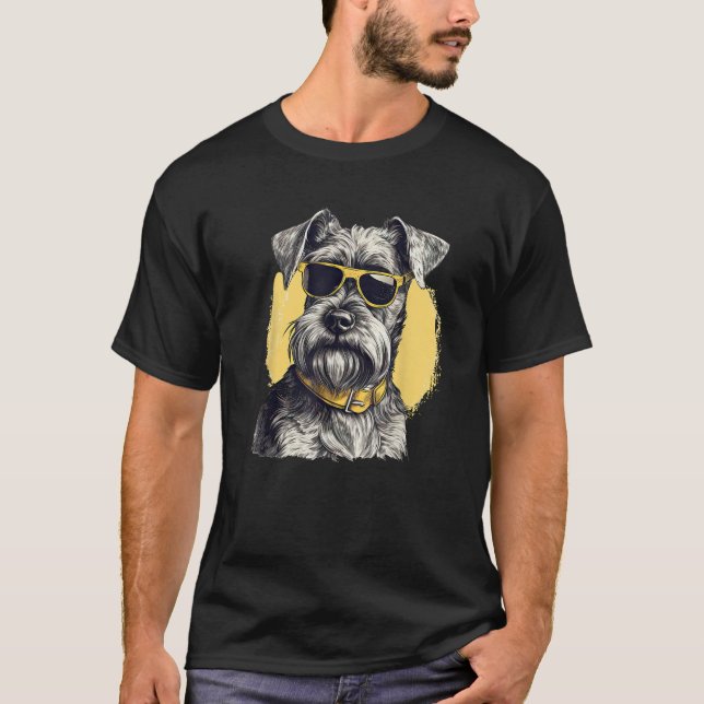 Camiseta Miniature Schnauzer dog with sunglasses Dog breed  (Anverso)