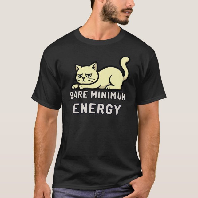 Camiseta Minimal Bare Minimum Energy Cat Illustration (Anverso)