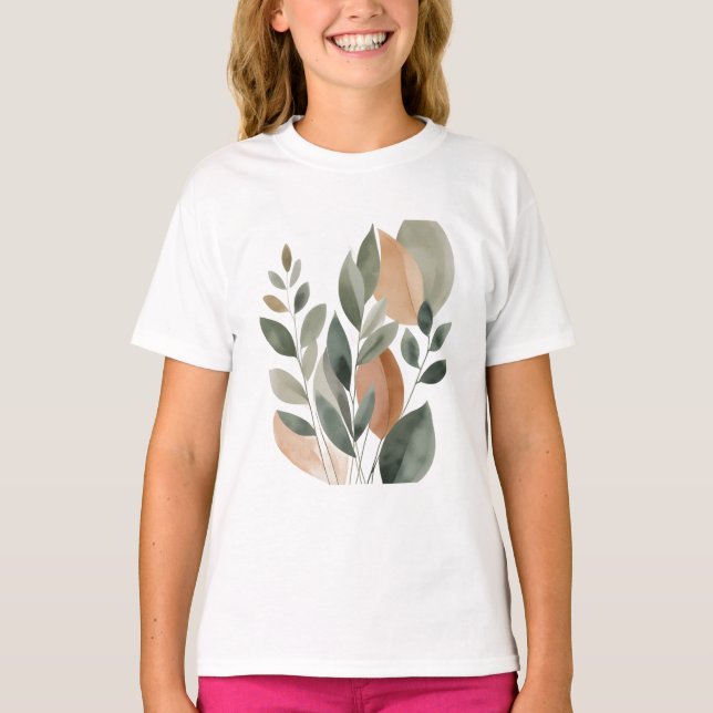 Camiseta Minimal Botanical Leaf Pattern  (Anverso)