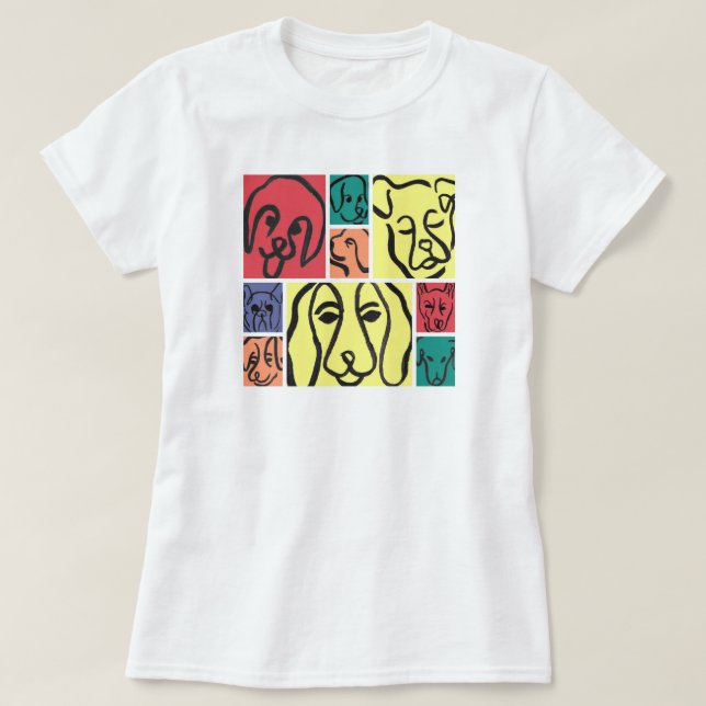 Camiseta Minimal Dogs Line Art Collage (Diseño del anverso)