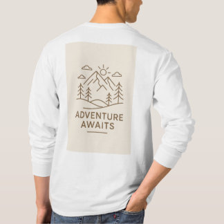 Camiseta Minimal Line-Art “Adventure Awaits” T-shirt design