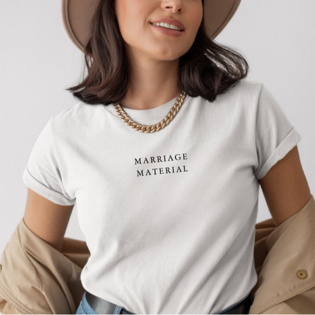 Camiseta Minimal 'Marriage Material' Newlywed Black & White (Subido por el creador)