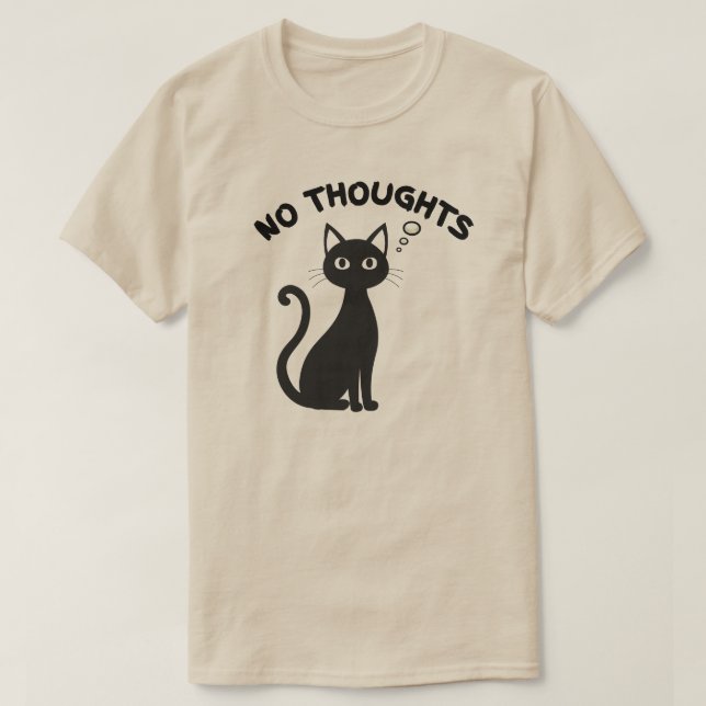 Camiseta Minimal No Thoughts Cat Blank Expression Illustrat (Diseño del anverso)