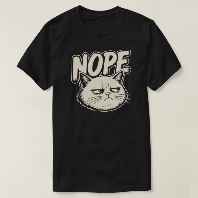 Camiseta Minimal Nope Cat Mood Design (Diseño del anverso)