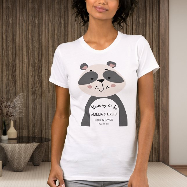 Camiseta Minimal Panda Mommy To Be Neutral Baby Shower (Subido por el creador)