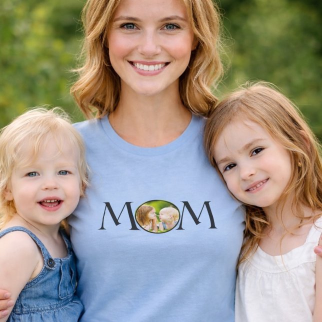 Camiseta Minimal Simple Photo Navy MOM Mother's Day Gift  (Subido por el creador)