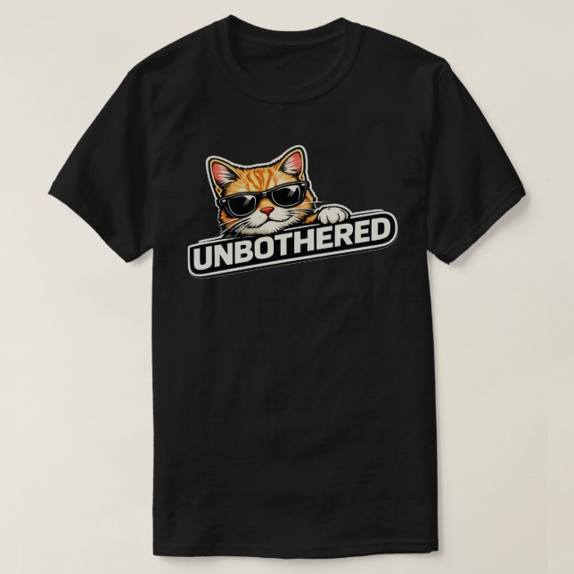 Camiseta Minimal Unbothered Cat Mood Design (Diseño del anverso)