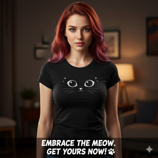 Camiseta Minimal White Cat Eyes Illustration