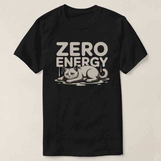 Camiseta Minimal Zero Energy Cat Design (Diseño del anverso)