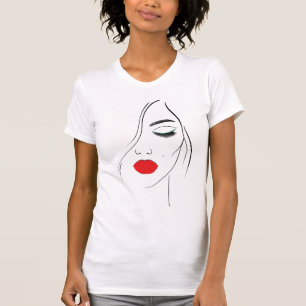 Camiseta Minimalist Abstract Face Portrait Line Art Drawing