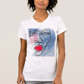 Camiseta Minimalist Abstract Face Portrait Line Art Drawing