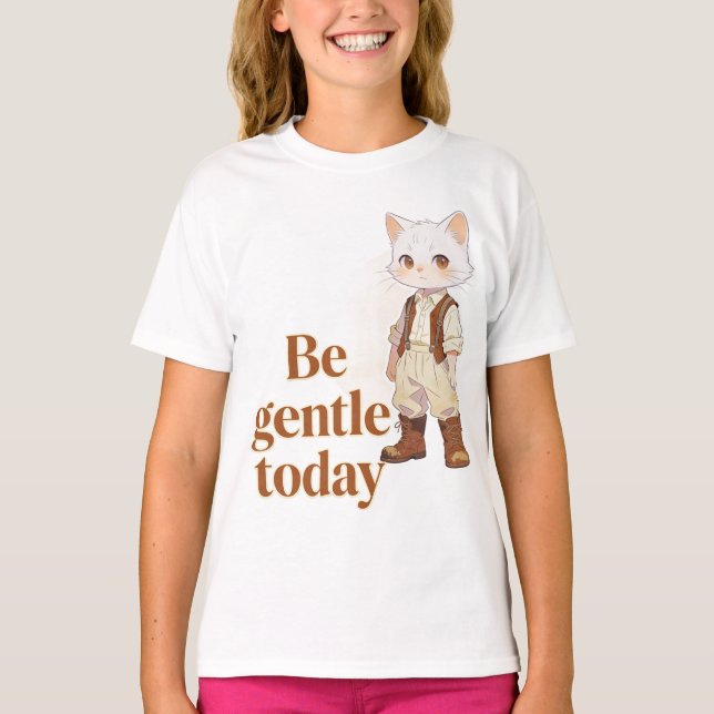 Camiseta Minimalist “Be Gentle Today” Old Soul Cat T-Shirt  (Anverso)