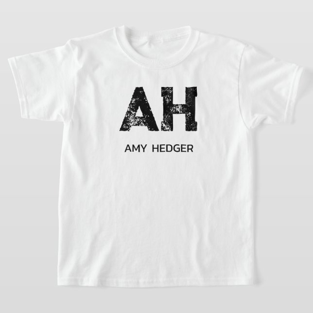 CAMISETA MINIMALIST BLACK TWO LETTER MONOGRAM NAME WHITE (Distribución)