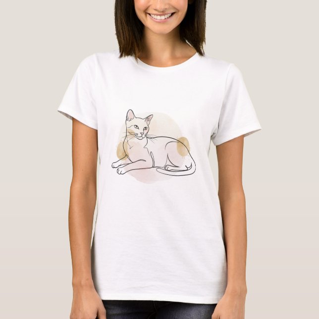 Camiseta Minimalist Cat Line Art for lover cat (Anverso)