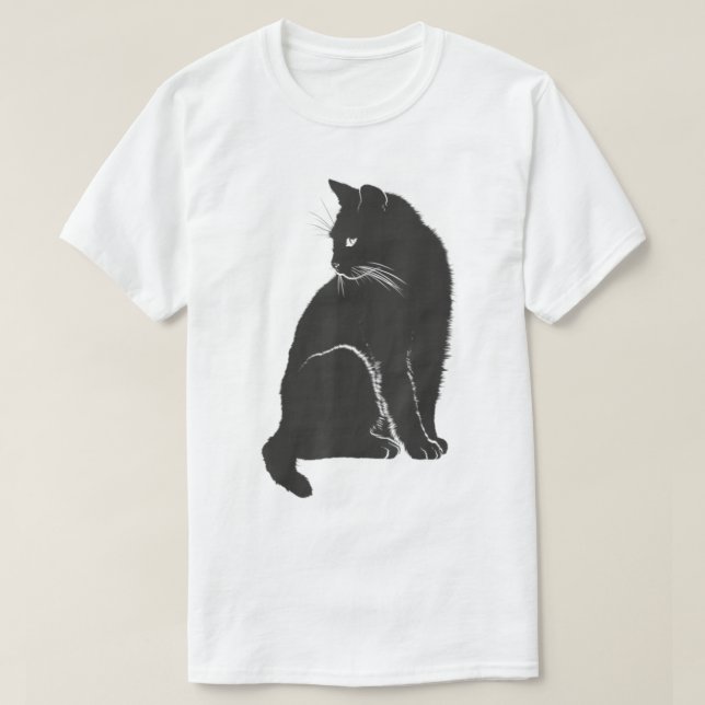 Camiseta Minimalist Cute Black Cat Owner Feline Art Kitten  (Diseño del anverso)