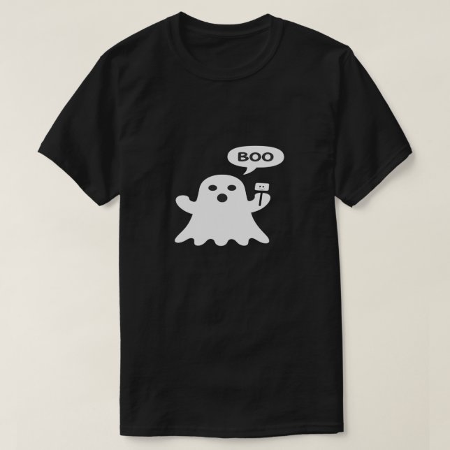 Camiseta Minimalist Cute Ghost Illustration with “Boo” Spee (Diseño del anverso)