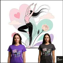 Camiseta Minimalist Dancer Rose Heart Sketch Pastel