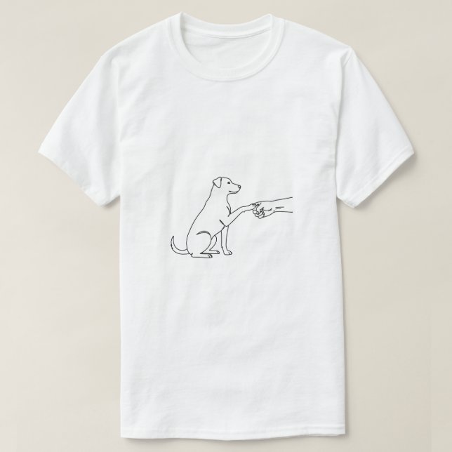 Camiseta Minimalist dog Fist Bump Line Art T-Shirt for Men (Diseño del anverso)