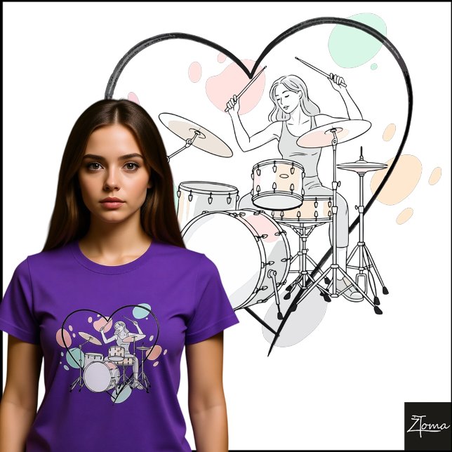 Camiseta Minimalist Drummer Sketch Pastel Heart Outline (Subido por el creador)