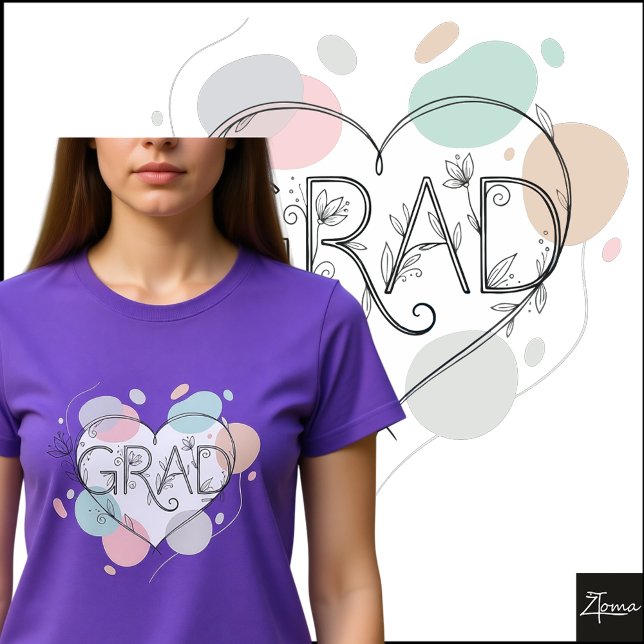 Camiseta Minimalist Floral GRAD Pastel Heart Sketch (Subido por el creador)