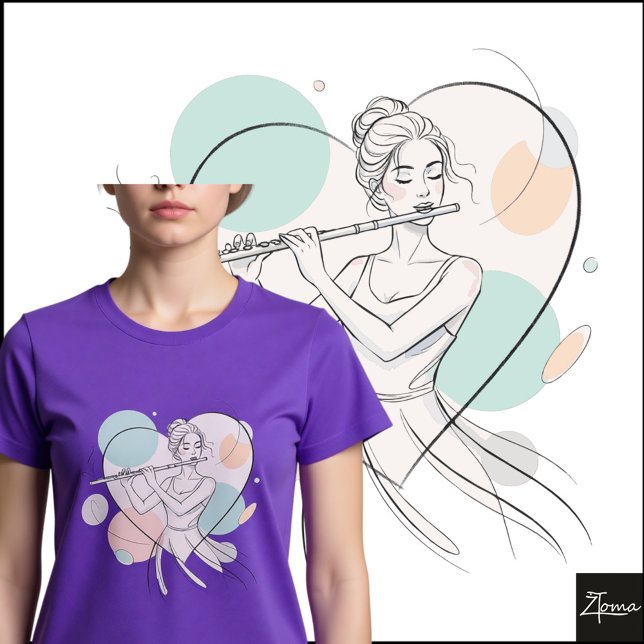 Camiseta Minimalist Flute Player Pastel Heart Sketch (Subido por el creador)