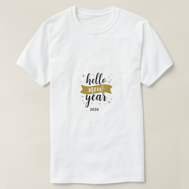 Camiseta Minimalist Hello New Year Motivational Typography  (Diseño del anverso)