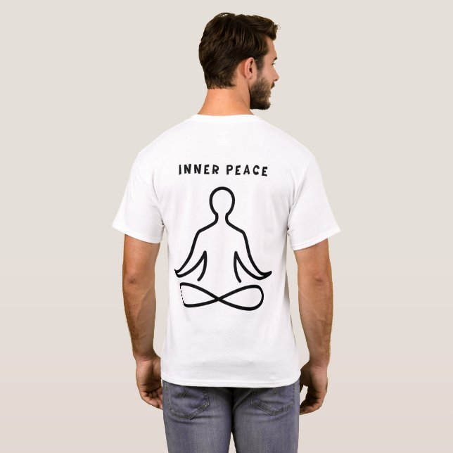 Camiseta Minimalist Inner Peace Yoga Line Art (Reverso completo)