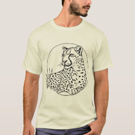 Camiseta Minimalist Leopard Line Art – Wild and Majestic Bi