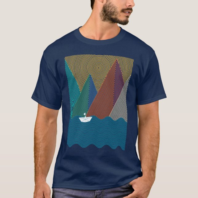 Camiseta Minimalist mountain and waves (Anverso)