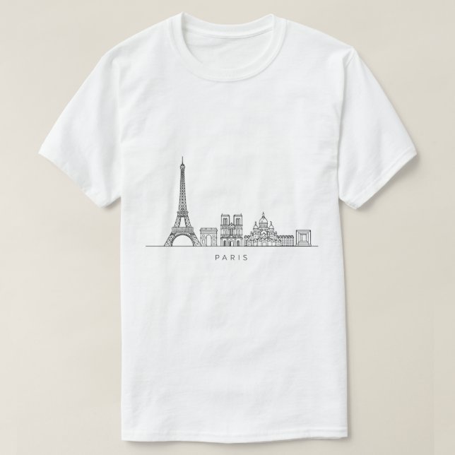 Camiseta Minimalist Paris Skyline Line Art (Diseño del anverso)