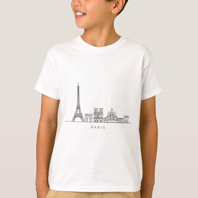 Camiseta Minimalist Paris Skyline Line Art (Anverso)