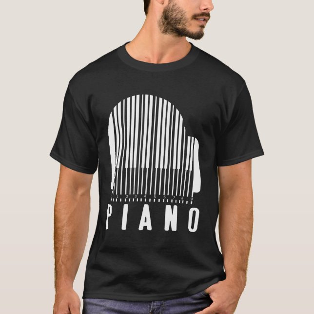 Camiseta Minimalist Piano Barcode Style Music Lover Humor (Anverso)