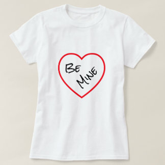 Camiseta Minimalist Red Heart Be Mine Valentine's Day White
