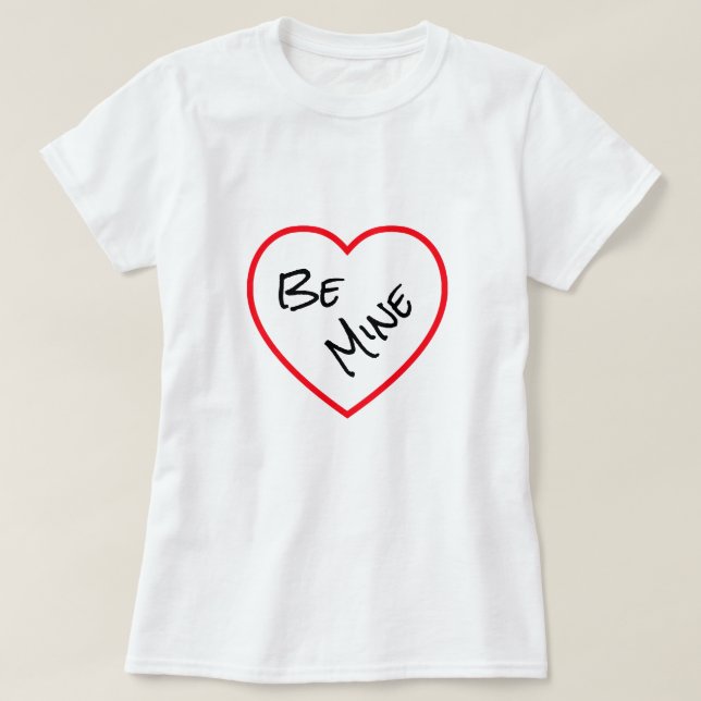 Camiseta Minimalist Red Heart Be Mine Valentine's Day White (Diseño del anverso)
