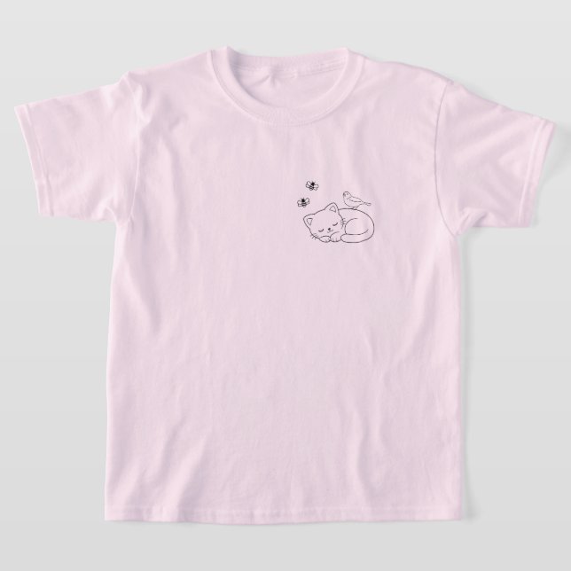 Camiseta Minimalist Sleeping Cat Kid's (Distribución)