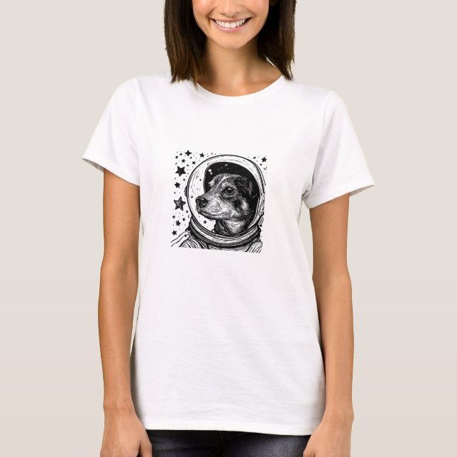 Camiseta  Minimalist Space Pup Draw Astronaut dog (Anverso)