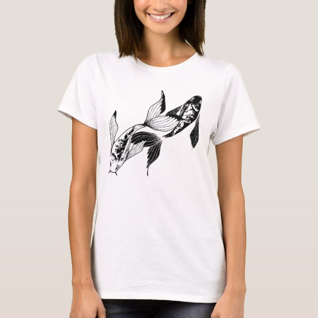 Camiseta Minimalist Yin Yang Koi Fish (Anverso)