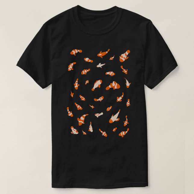 Camiseta Minimalista Acuario Cute Naranja Patrón de Pescado (Diseño del anverso)