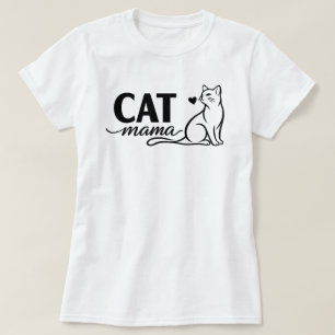 Camiseta Minimalista Cat Mama - Gato de Arte de Lí