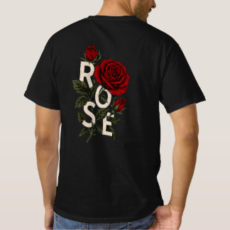 Camiseta Minimalista con Estampa de Rosa Roja en l