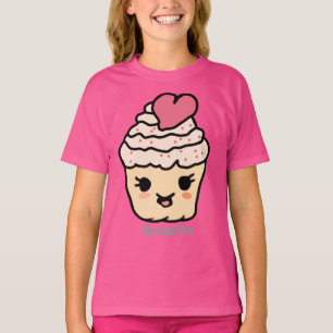 Camiseta Minimalista Cupcake Adorable con un Corazón Amor