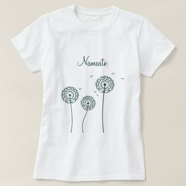 Camiseta Minimalista Dandelion blanco blanco yoga Namaste (Diseño del anverso)