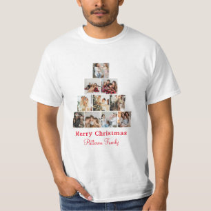 Camiseta minimalista de Collage de fotos navideño