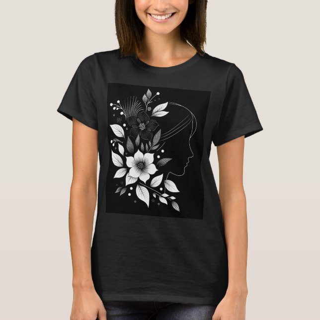 Camiseta minimalista de flores (Anverso)