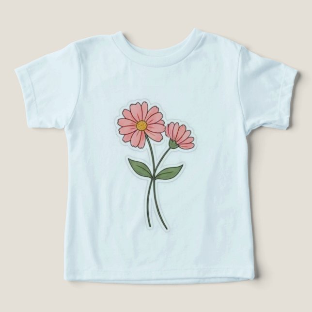 Camiseta minimalista de flores rosas delgadas (Diseño delantero )